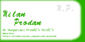 milan prodan business card